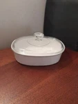 Corning Ware Casserole Dish French White F-12-B 1.8L Oval Clear Pyrex F-12-C Lid. Fixed Price $17.49.