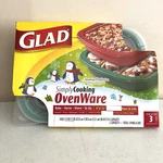 Glad Ovenware Simply Cooking 9"X12"X2" Pans With Lids Set Of 3 New Discontinued. Fixed Price $74.99.