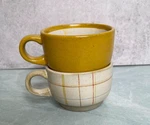 Two Hearth & Hand Coffee Mugs Striped Good Morning Sunshine 10-12 Oz Stoneware. Fixed Price $24.92.