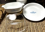 Corning Ware Blue Cornflower Lot Casserole Dish W/ Glass Lid + 9 Pie Plate P-30. Fixed Price $29.00.