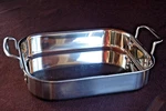 Calphalon 12" X 14" Lasagna Pan Stainless Steel Rectangular Roaster Used. Fixed Price $78.00.