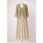 Champagne Formal Dress Jacket Set Womens 8 Beaded Lace Wedding Guest. Fixed Price $49.99.