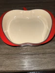 Creuset Enameled Cast Iron Red Apple Shaped Baking Cooking Pan Dish. Fixed Price $115.00.