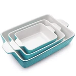 Krokori Ovenproof Casserole,ceramic,baking Set 3,29.5X19.8CM,AQUAMARINE Color. Fixed Price $30.99.