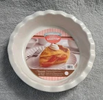 Farberware Bakers Advantage Teal Two-tone Durable Stoneware 10 Inch Pie Pan. Fixed Price $20.00.