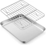 E-far Small Metal Toaster Oven Tray With Rack 9.4 X7.3 , Silver. Fixed Price $20.69.