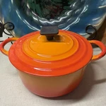 Rare Small Vintage Creuset #a Flame Volcanic Dutch Oven Square Handle. Fixed Price $89.99.