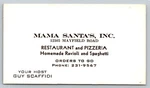Vintage Business Card Mama Santa's Inc Restaurant Pizza Scaffidi Cleveland Ohio. Fixed Price $7.99.