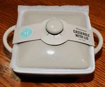 Martha Stewart Mini Stoneware 4IN Casserole W/ Lid Tan - Microwave & Oven Safe. Fixed Price $12.99.