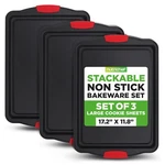 Nutrichef 3-PIECE Large Nonstick Cookie Sheets For Baking Non-stick Tray Set. Fixed Price $48.99.