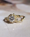 Round Cut Moissanite Unique Branch Wedding Ring Set Nature Inspired Bridal. Fixed Price $191.65.