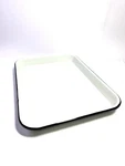 Tablecraft Creamy White Black Rim Enamel 1/4 Size Sheet Pan Server 13X9.5X1.25. Fixed Price $31.75.