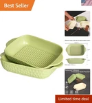 Stoneware Rectangular Baker, Green Baking Dish, 2-PIECE Set. Fixed Price $52.89.
