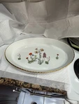 Lourioux Le Faune Porcelain Wildflowers Oval Baking Dish Fire Proof France 14X8. Fixed Price $75.00.