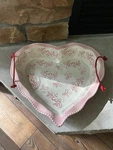Temp-tations By Tara Floral Lace 1.75 Qt. Heart Shape Baking Dish W/ Holder. Fixed Price $37.00.