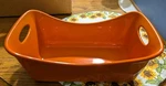 Rachael Ray Orange Stoneware 9"X 5" Loaf Casserole Pan With Handles. Fixed Price $24.99.