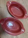 2PC Set Homer Laughlin Fiesta Paprika Individual Casserole Dishes Gratin. Fixed Price $26.99.
