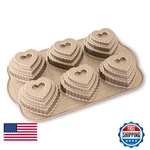 Nordic Cast Bundt Bakeware Tiered Heart Cakelets Toffee 3-CUP 90937. Fixed Price $50.02.