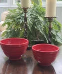 Two Fiesta Ware Scarlet Red Mixing Nesting Bowls Used Excellent Set. Fixed Price $58.00.