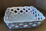 Temptations Blue Ceramic Woven Lattice Bread Basket Square 9.5 Inch. Fixed Price $19.99.