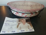 Temptations Ovenware Tara Large Oval Casserole Cover Black Wire Carrier 12". Fixed Price $37.00.