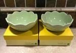 Of 2 "kiwi" Le Creuset Frill Flower 5.5" Scalloped Bowls Nwt Stoneware. Fixed Price $100.99.
