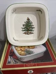 Spode Christmas Tree 10 Inch Fine Porcelain Square Baker. Fixed Price $42.00.