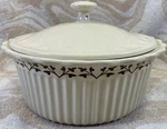 Paula Deen 2 Quart Stoneware Baking Dish Harvest Cream Ruffled Casserole 9". Fixed Price $26.99.