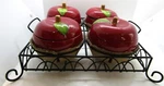 Temptations By Tara Set Of 4 Apple Baking Dishes W Lids And Rack. Fixed Price $32.99.