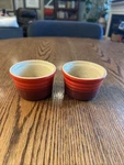 Creuset Red Ombre Stackable Stoneware Ramekin Custard Cups Of 2. Fixed Price $19.99.