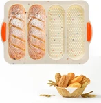 French Bread Hoagie Sub Roll Baking Pans 4-SLOT, Non Stick Normal, Beige. Fixed Price $25.32.