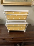 2 Temptations Polka-dot Yellow 1 Qt Casserole Dish, Trivet, & Wire Carrier Lids. Fixed Price $19.99.