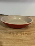 Le Creuset Stoneware Red Embossed Rings 10 Pie Pan Baking Plate 11-30. Fixed Price $35.00.