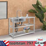 Restaurant Kitchen Sink Double-bowl Commercial Set W/ Faucet. Fixed Price $199.45.