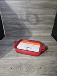 Le Creuset Stoneware Rectangular Dish With Platter Lid Cerise -. Fixed Price $109.99.