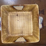Sango 4951 Stoneware Brown Handled Square Baker Drip Glaze X W/splash. Fixed Price $46.99.