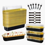 Obxmlfy 100-PACK 6.8OZ Rectangle Mini Cake Pans With Lids & Spoons Disposable. Fixed Price $42.33.