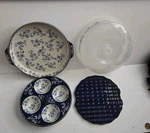 Temptations Cobalt Blue Floral Lace Bakers Set 4PC. Fixed Price $44.10.