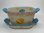 2 Piece Temp-tations Old World Egghunt 10 Oz Ovenware, Kfi Xng 936840. Fixed Price $7.00.