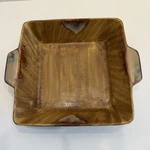 Sango Splash 4951 Stoneware X Baking Dish Brown Drip Glaze. Fixed Price $45.00.