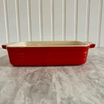 Creuset Stoneware Rectangular Baking Dish Red 5X7 Excellent Condition. Fixed Price $21.99.