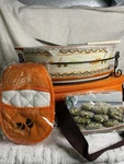 Temptations Bakeware Old World Harvest 3 Qt Oval Baker Pack & Go Set 7PC W/ Tote. Fixed Price $225.00.