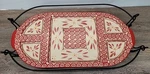 Temptations Old World Divided Ramekin Serving Tray W/ Metal Rack 18"X10" Red. Fixed Price $31.77.