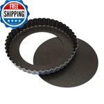 Matfer Bourgeat Exopan Fluted Tart & Quiche Pan, Removable Bottom, 9.5". Fixed Price $58.85.