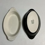 Hall 528 Welsh Rarebit Or Au Gratin Casserole Baking Dish Black & White Set 12OZ. Fixed Price $19.99.
