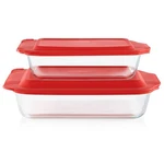 Pyrex Deep 4PC Glass Bakeware Set: Clear Baking Dishes With Lids, Dishwasher. Fixed Price $41.99.