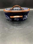 Temptations By Tara 16 Oz Blue Floral Lace Baking Dish BB22. Fixed Price $35.00.