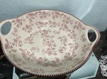 Temptations By Tara Red Floral Lace Bakeware Bowl +handles Oven To Table 13 X4. Fixed Price $49.00.