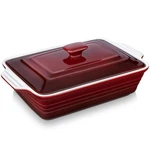 Lovecasa 4.5 Quart Ceramic Casserole Dish With Lid, 9X13 Baking Gradient Red. Fixed Price $79.37.