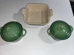 Cute Le Creuset #2 Mini Cocotte Stoneware Ceramic Green Color & Baking Dish. Fixed Price $30.00.